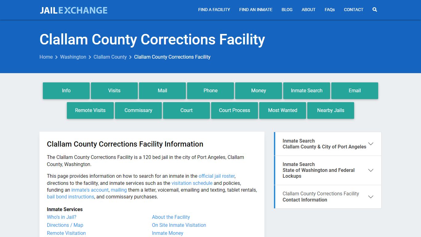 Clallam County Corrections Facility, WA Inmate Search, Information